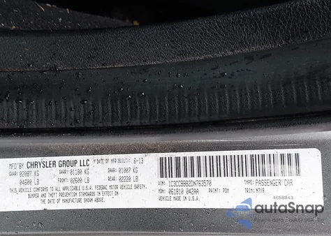 2013 Chrysler 200 Touring z USA, uszkodzony, nr VIN 1C3CCBBB2DN763570